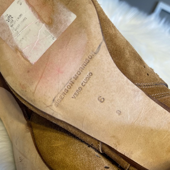 Sigerson Morrison Brown Perforated Suede Fringe Booties 6B - Picture 10 of 12